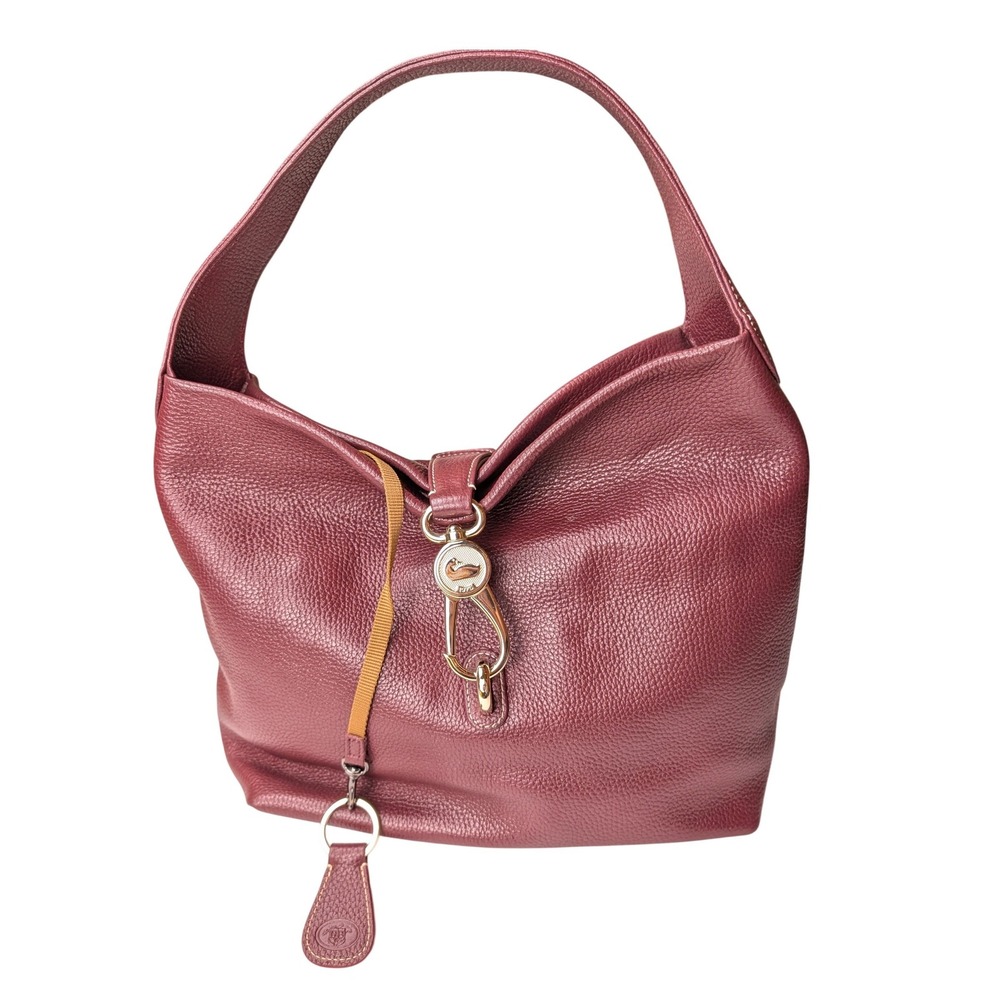 Dooney & Bourke Logo Lock Shoulder Bag Pebbled Leather Burgundy 2L740 BX NWT